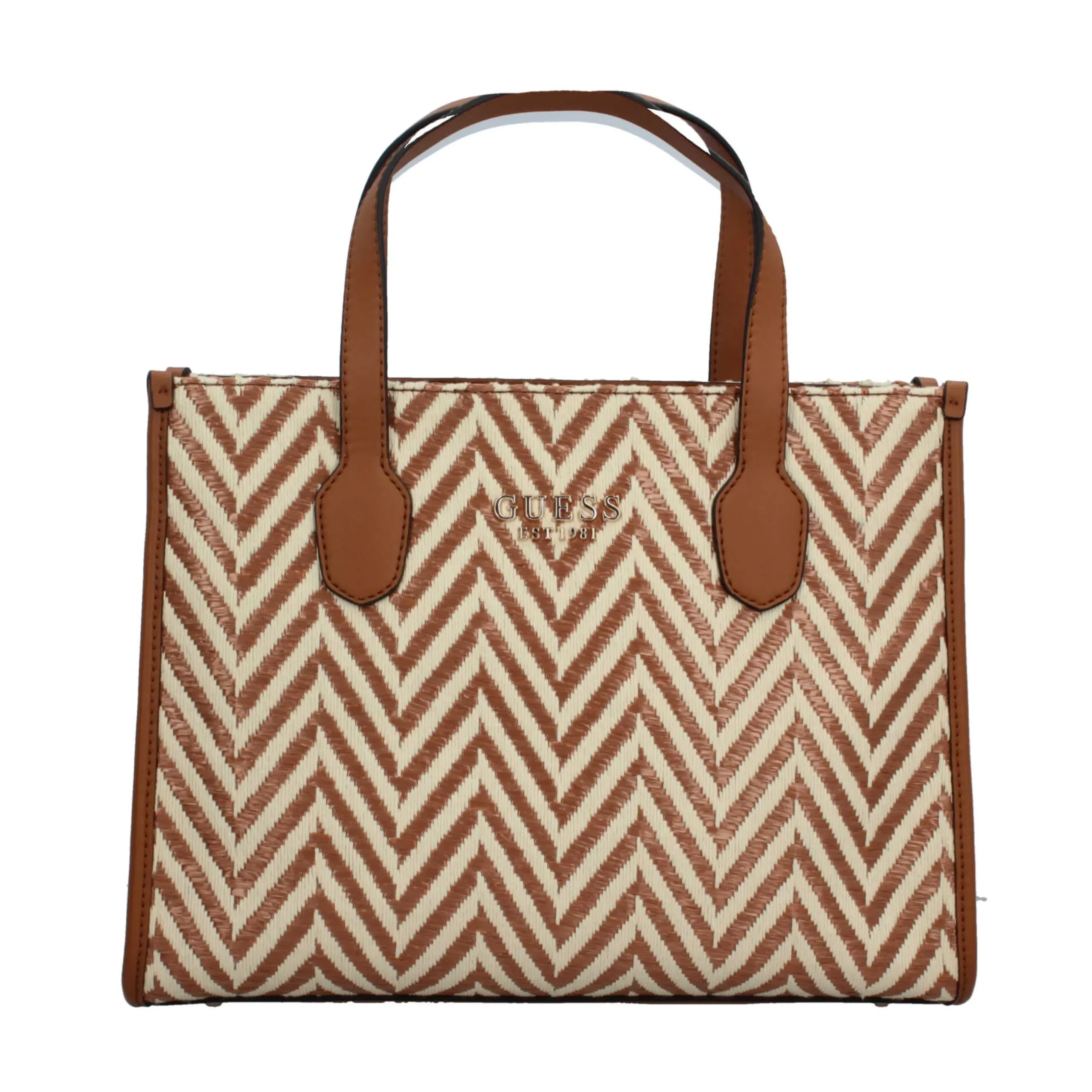 borsa_a_mano_guess_con_mo_0.webp Fashion Borsa a Mano con Motivo Chevron e Logo Donna Borse Shopping
