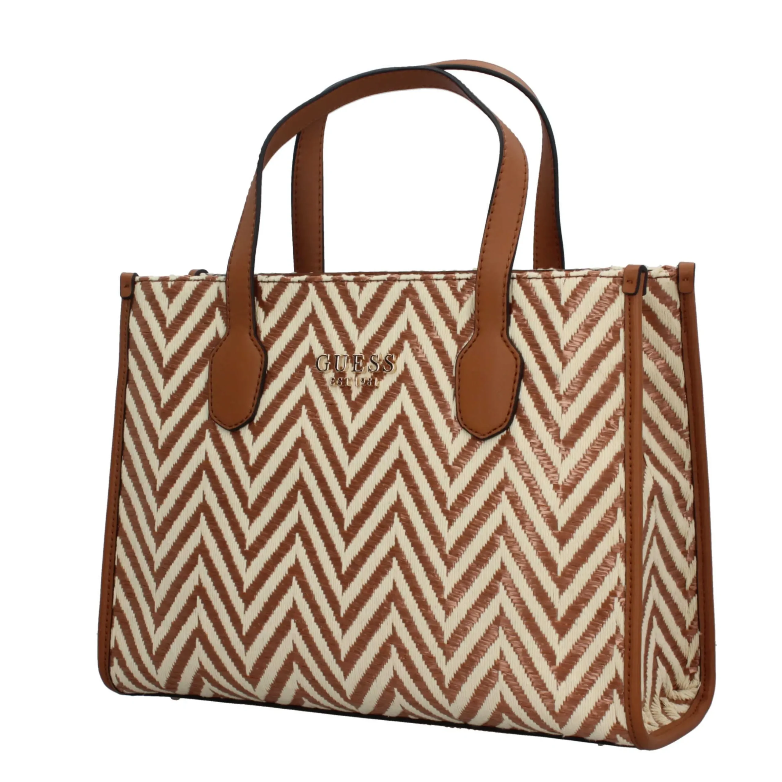 borsa_a_mano_guess_con_mo_1.webp Fashion Borsa a Mano con Motivo Chevron e Logo Donna Borse Shopping
