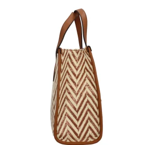 Fashion Borsa a Mano con Motivo Chevron e Logo Donna Borse Shopping