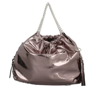 Sale Borsa a spalla con effetto lucido e manici a catena Donna Borse A Spalla