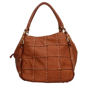 Best Borsa a spalla con ricami a contrastro Donna Borse A Spalla