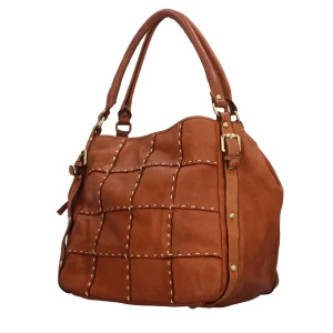 Best Borsa a spalla con ricami a contrastro Donna Borse A Spalla