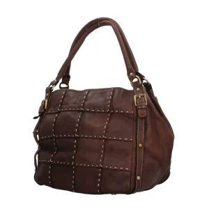 Best Borsa a spalla con ricami a contrastro Donna Borse A Spalla