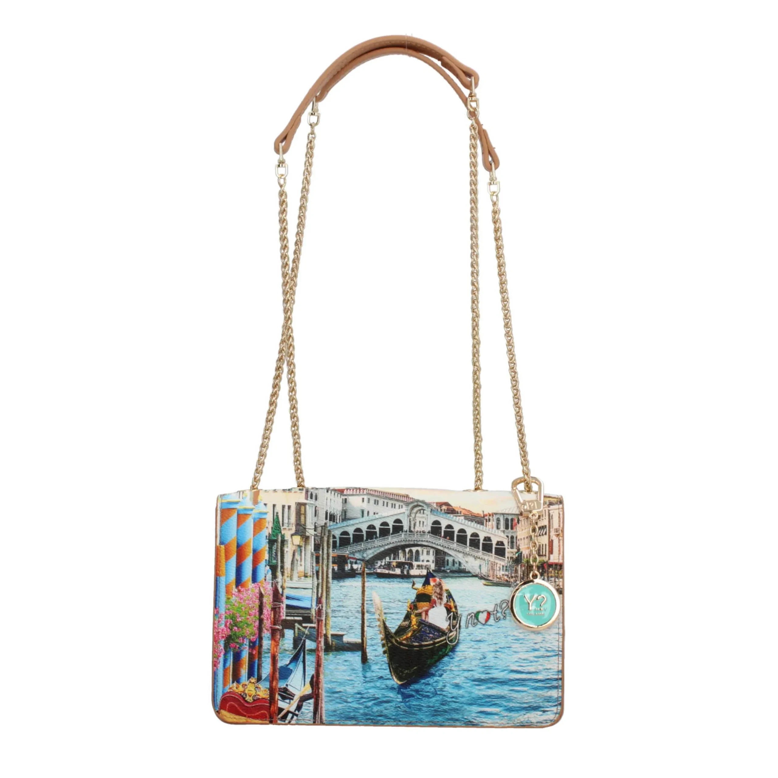 borsa_a_spalla_ynot_con_s_0.webp Discount Borsa a spalla YNot con stampa artistica e catena dorata Donna Borse A Spalla