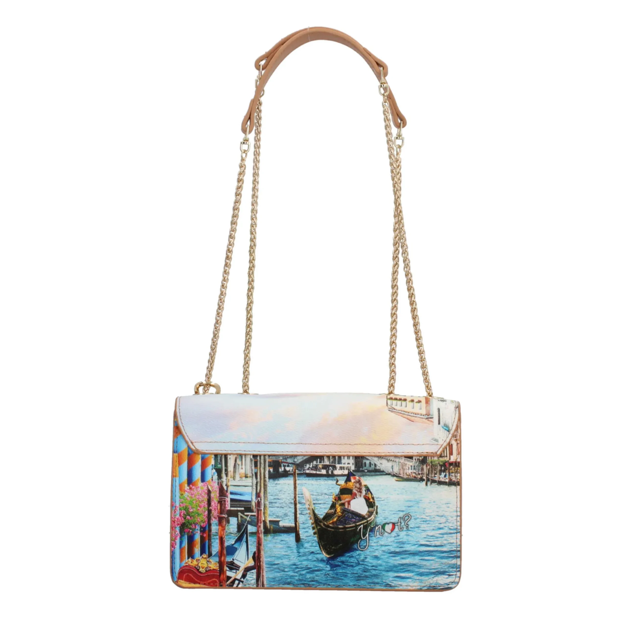 borsa_a_spalla_ynot_con_s_3.webp Discount Borsa a spalla YNot con stampa artistica e catena dorata Donna Borse A Spalla