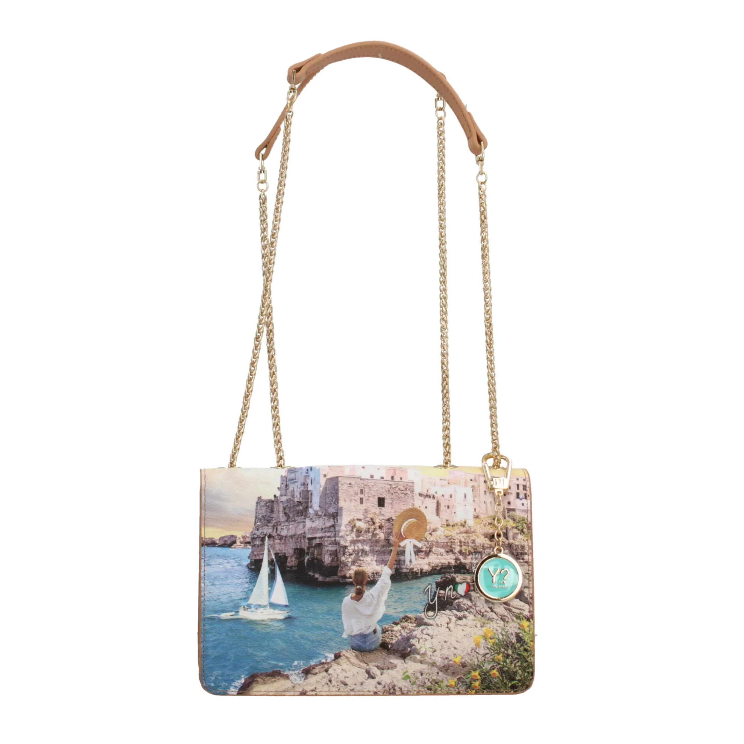 borsa_a_spalla_ynot_con_s_4.webp Discount Borsa a spalla YNot con stampa artistica e catena dorata Donna Borse A Spalla