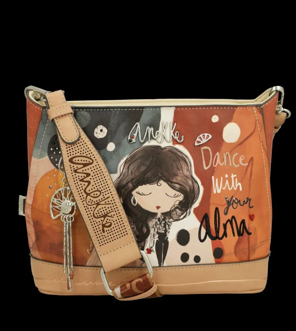 Clearance Borsa a tracolla compatta con stampa artistica e dettagli raffinati Donna Borse A Tracolla