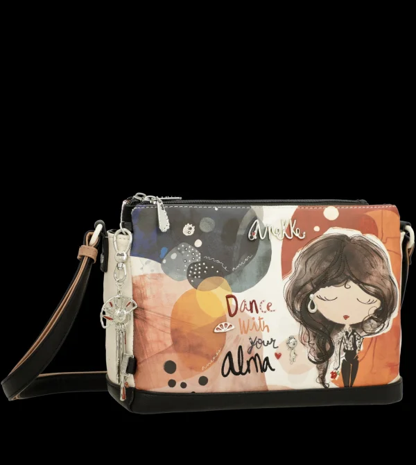 Outlet Borsa a tracolla compatta con stampa artistica e dettagli raffinati Donna Borse A Tracolla