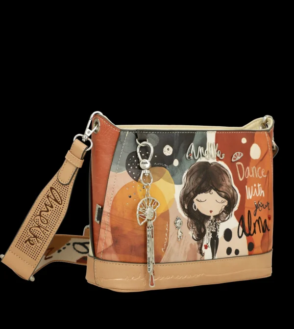 Clearance Borsa a tracolla compatta con stampa artistica e dettagli raffinati Donna Borse A Tracolla
