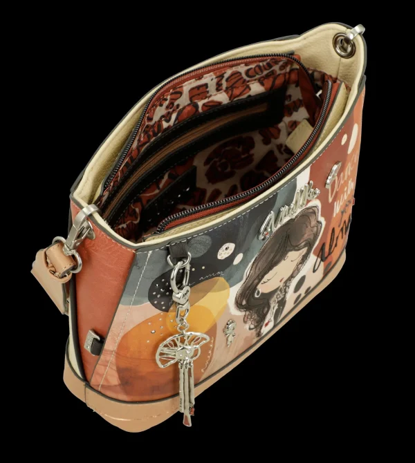 Clearance Borsa a tracolla compatta con stampa artistica e dettagli raffinati Donna Borse A Tracolla
