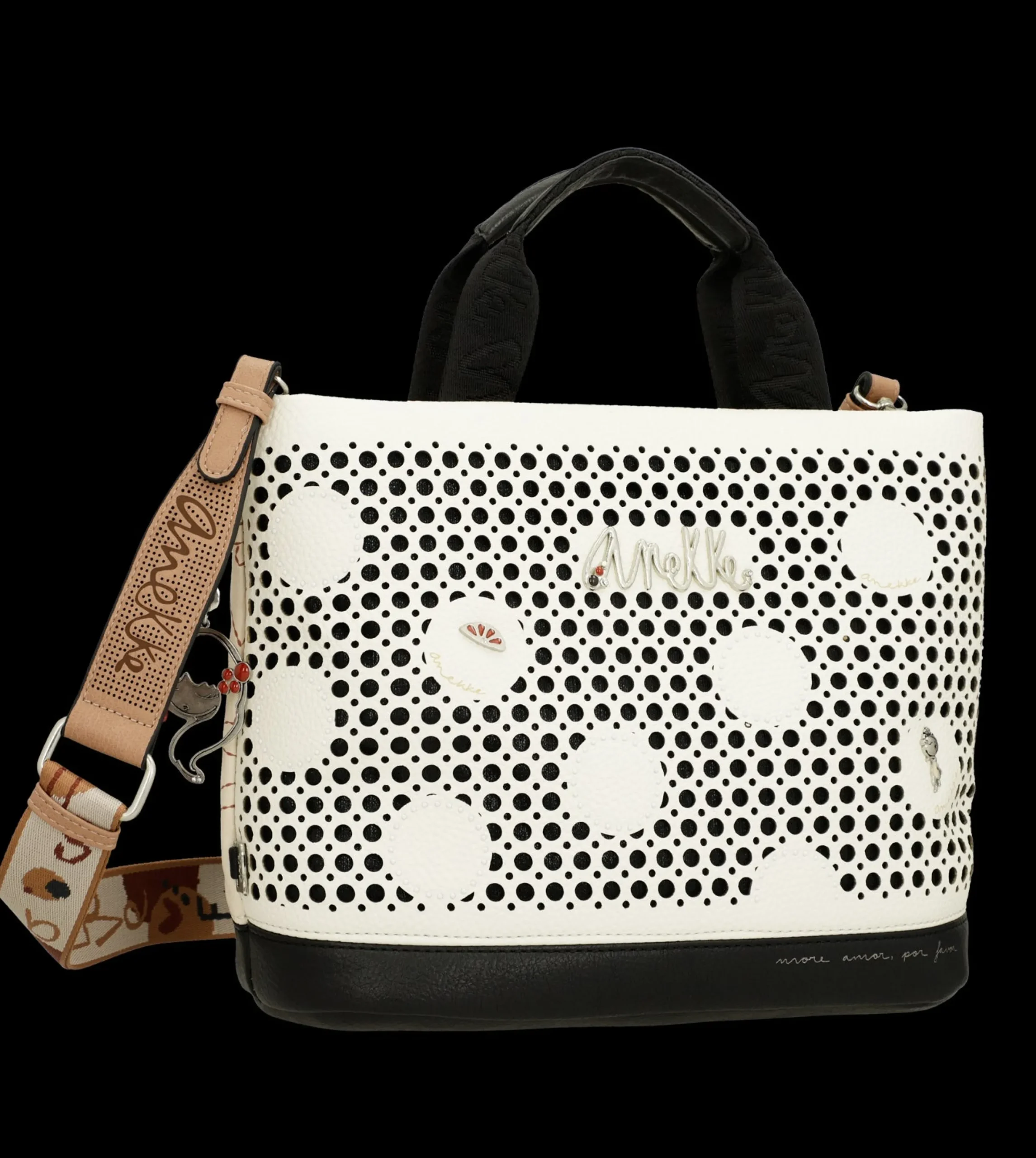 borsa_anekke_a_mano_con_t_2.webp Clearance Borsa a mano con trafori e tracolla regolabile Donna Borse A Mano