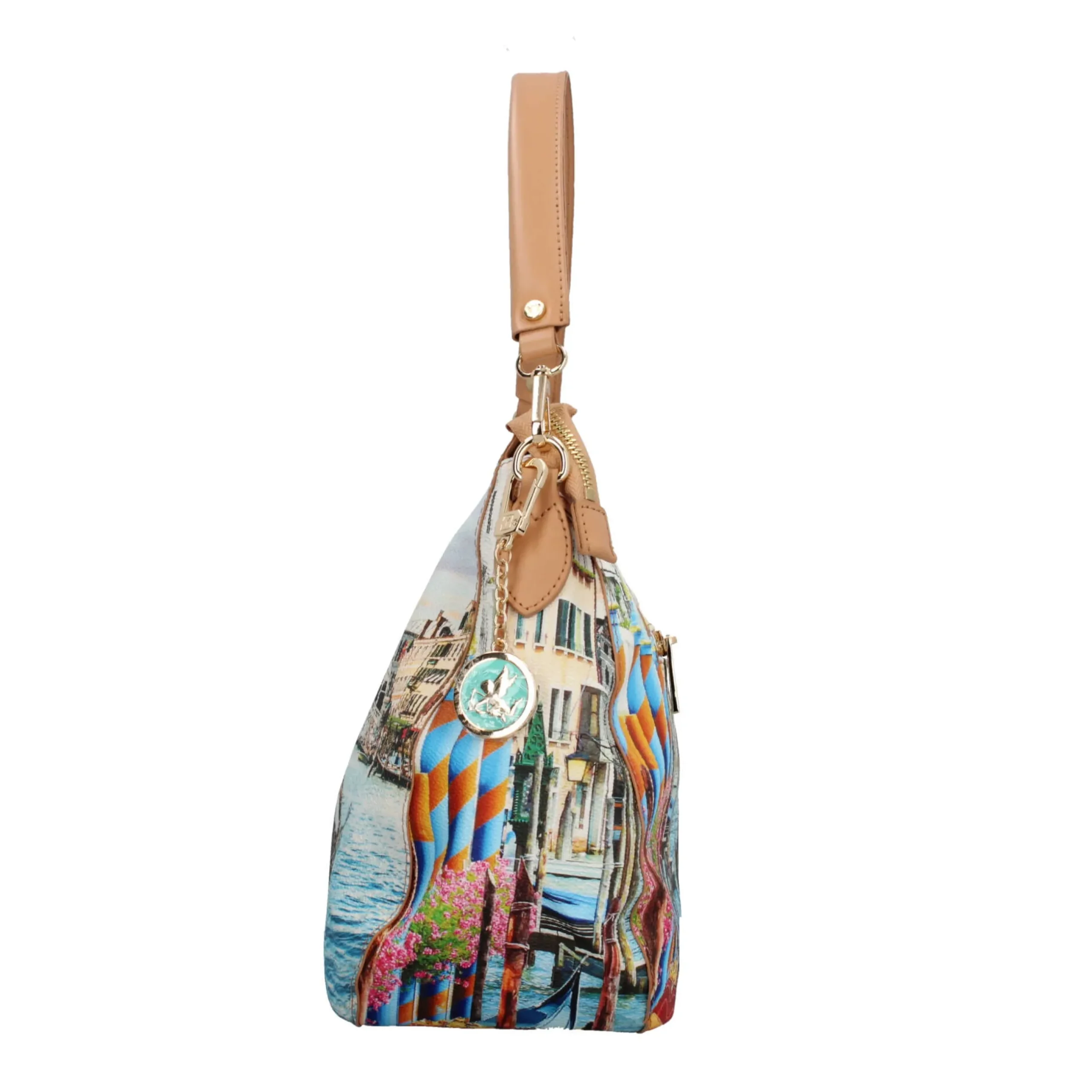 borsa_hobo_ynot_con_stamp_2.webp Fashion Borsa hobo YNot con stampa artistica e manico removibile per un look versatile Donna Borse Shopping