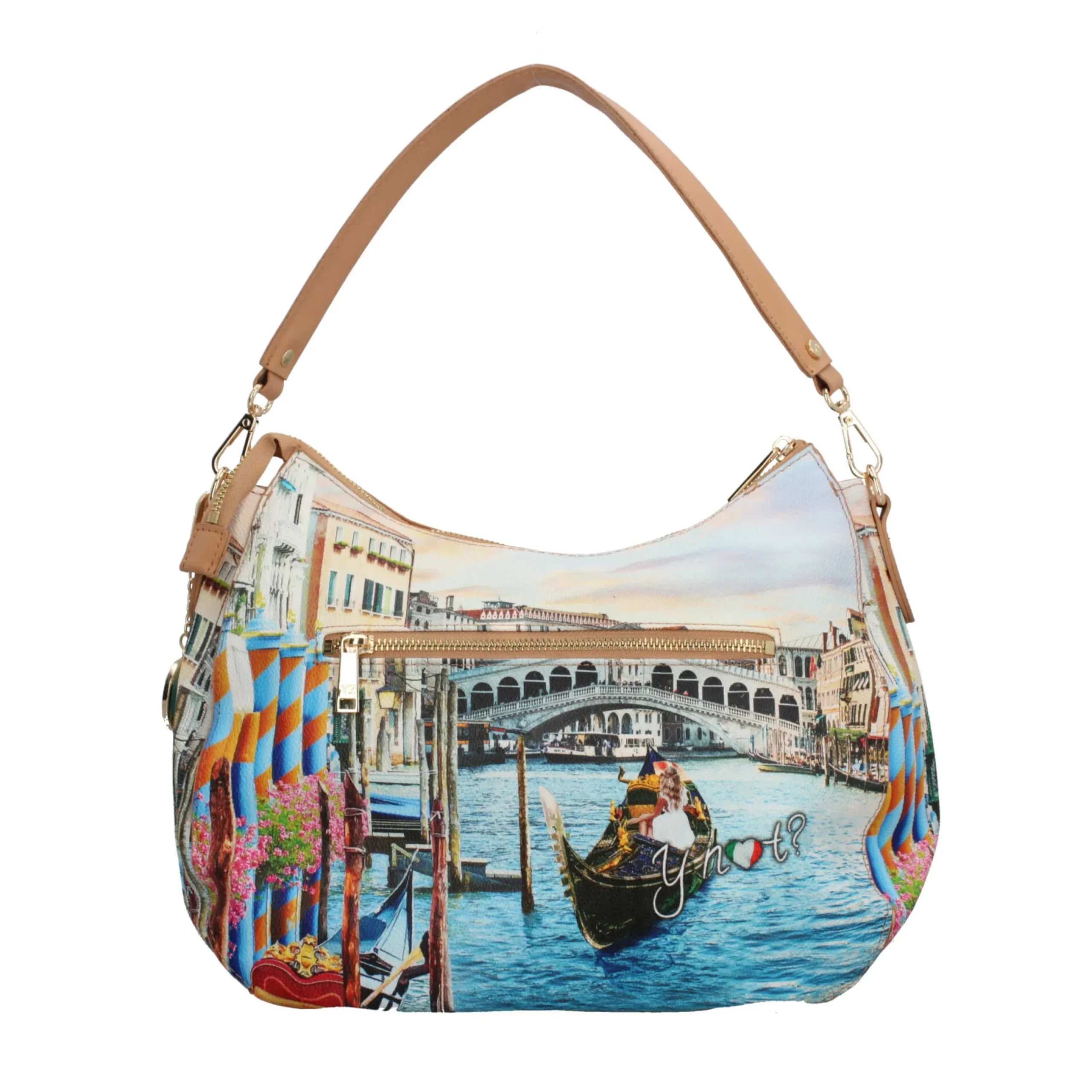 borsa_hobo_ynot_con_stamp_3.webp Fashion Borsa hobo YNot con stampa artistica e manico removibile per un look versatile Donna Borse Shopping