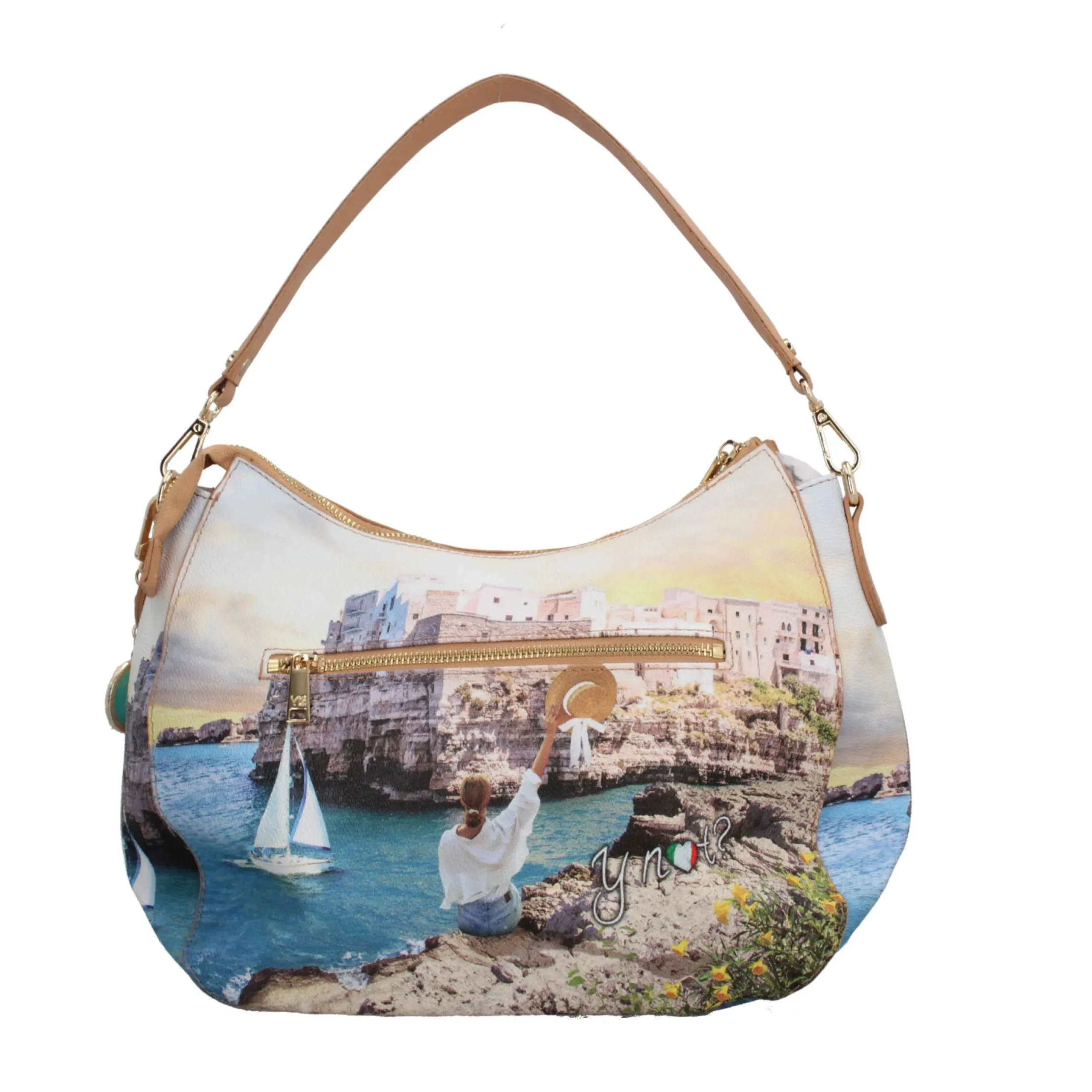 borsa_hobo_ynot_con_stamp_7.webp Fashion Borsa hobo YNot con stampa artistica e manico removibile per un look versatile Donna Borse Shopping