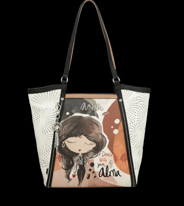 Sale Borsa shopper con dettagli traforati e illustrazione artistica Donna Borse Shopping