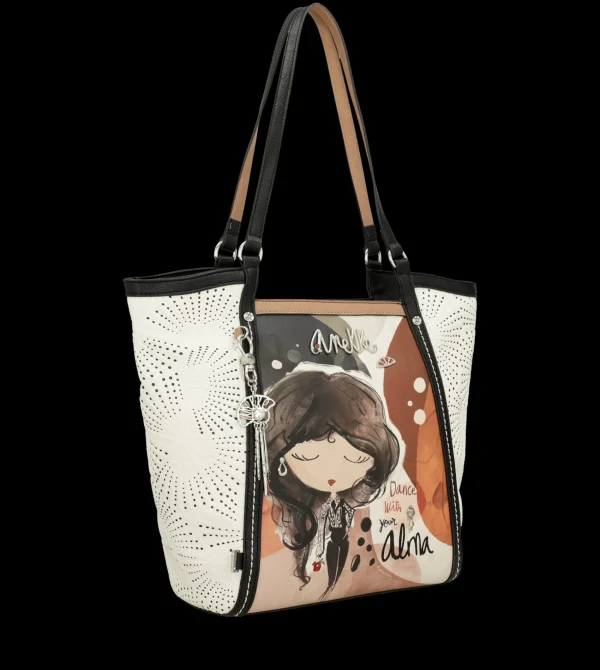 Sale Borsa shopper con dettagli traforati e illustrazione artistica Donna Borse Shopping