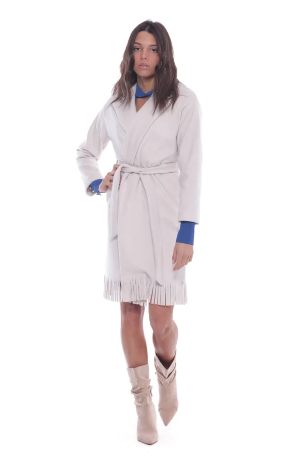 Outlet Cappotto sfoderato a vestaglia Mimi Mua con frange Donna Giacche