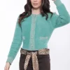 Fashion Cardigan corto Mimi Mua con bottoni decorativi Donna Giacche