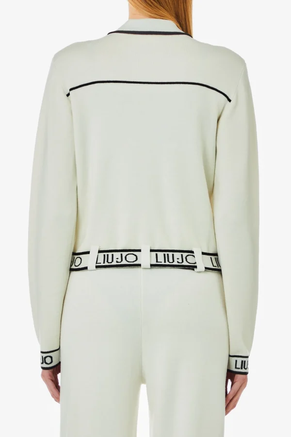Fashion Cardigan in misto seta con dettagli a contrasto di Donna Giacche