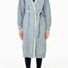 New Cardigan lungo con cintura e motivo jacquard di Donna Giacche