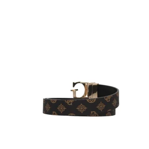 Discount Cintura con fibbia dorata e motivo logato Donna Cinture