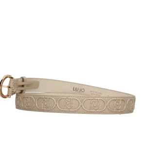 Sale Cintura in Materiale Sintetico con Effetto Testurizzato e Fibbia Circolare Decorativa Donna Cinture