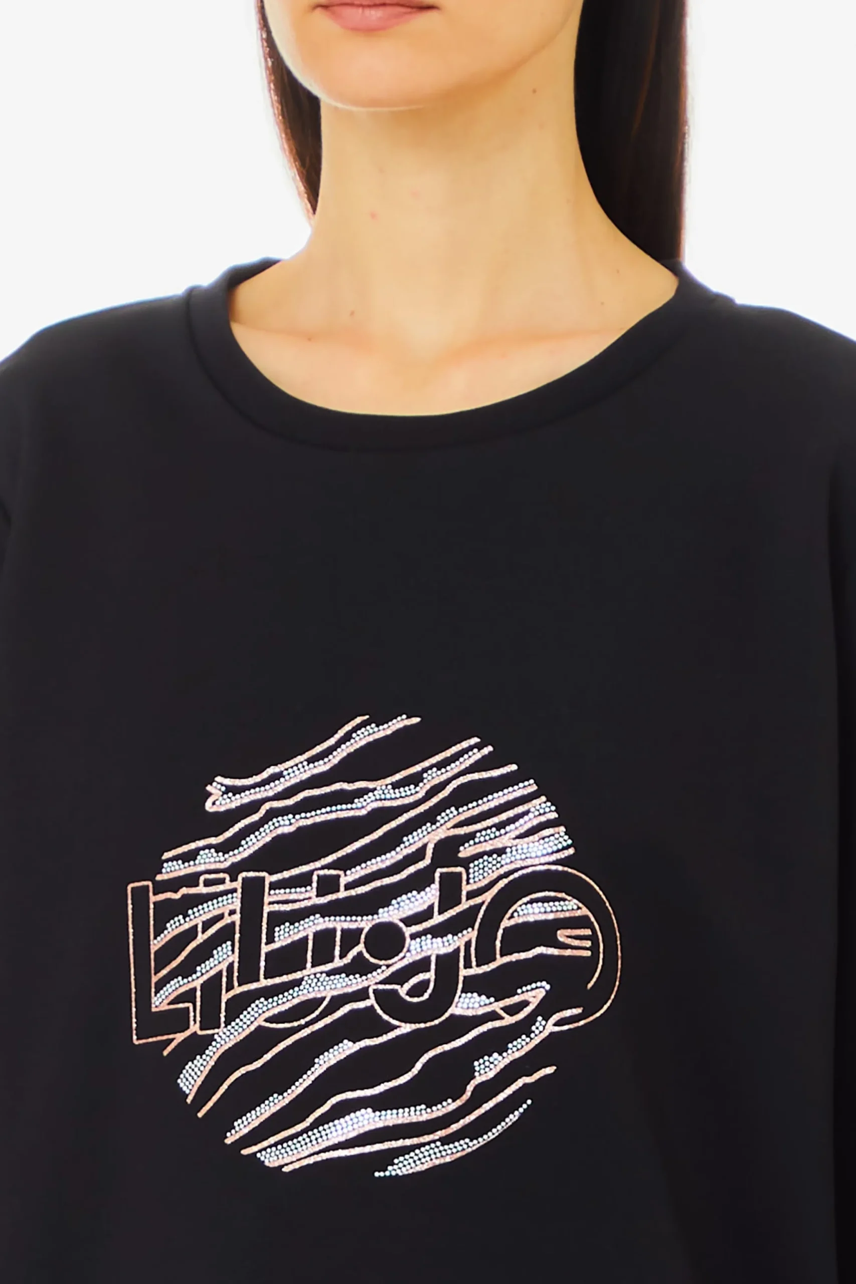 felpa_girocollo_con_logo__1.webp Outlet Felpa girocollo con logo decorato di Donna Maglie