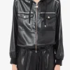 New Felpa in ecopelle con cappuccio e zip di Donna Giacche
