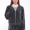 Clearance Felpa in velluto con zip e strass Mimi Mua Donna Giacche