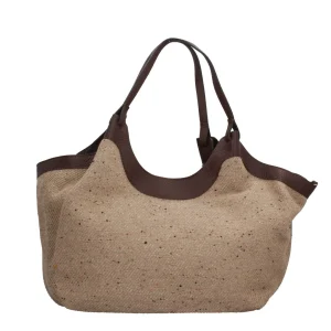 Hot Dua - Borsa Iconica in Tessuto di Lana con Manici in Pelle Donna Borse A Spalla
