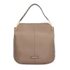 New Leila Hobo Bag in Pelle Martellata con Dettagli Luminosi Donna Borse A Spalla