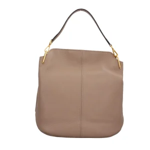 New Leila Hobo Bag in Pelle Martellata con Dettagli Luminosi Donna Borse A Spalla