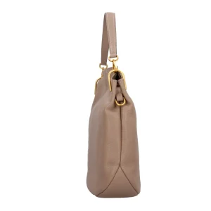 New Leila Hobo Bag in Pelle Martellata con Dettagli Luminosi Donna Borse A Spalla