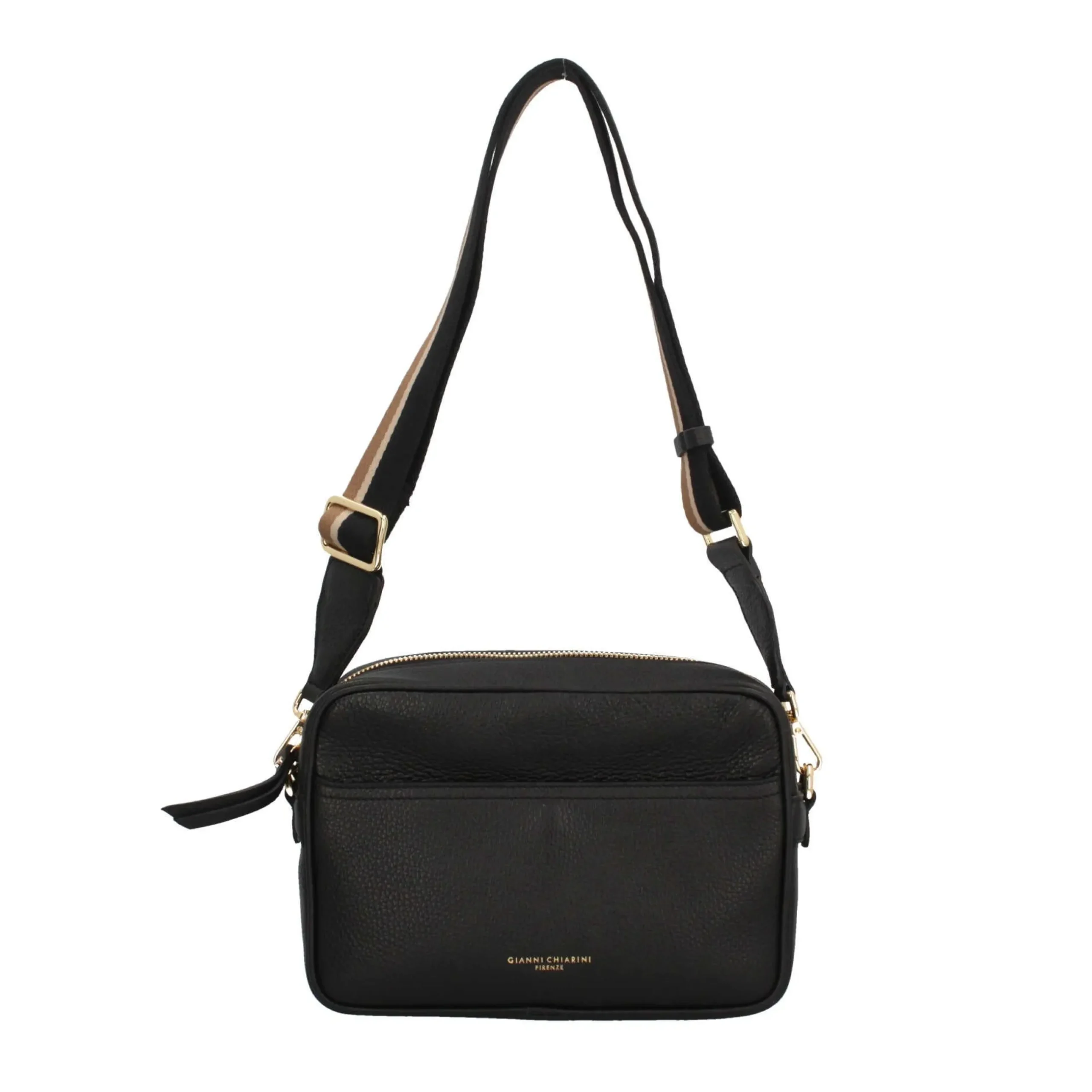 gianni_chiarini_sporty_ch_0.webp Outlet Sporty Chic - Borsa a Tracolla in Pelle Grana con Tracolla a Contrasto Donna Borse A Tracolla