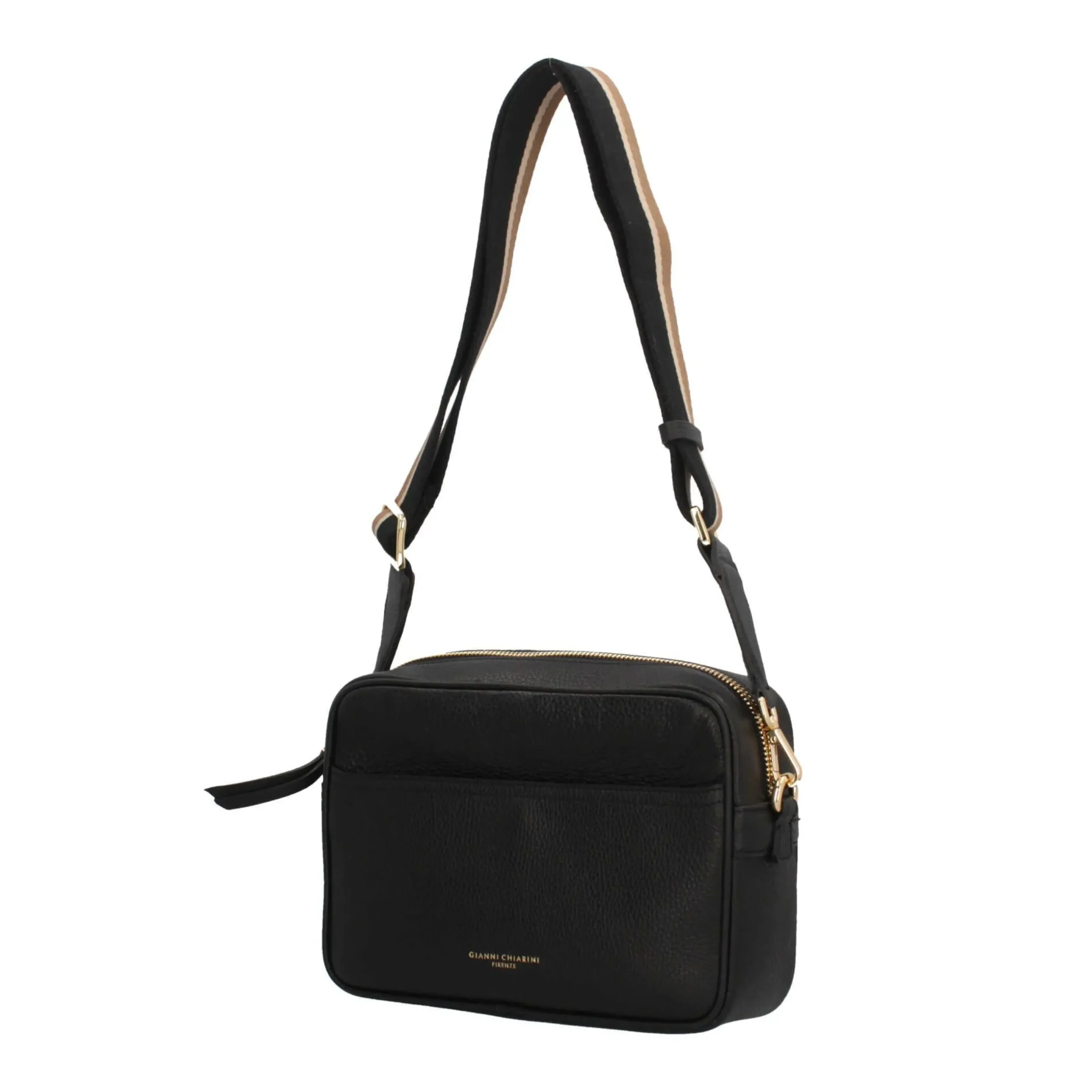 gianni_chiarini_sporty_ch_1.webp Outlet Sporty Chic - Borsa a Tracolla in Pelle Grana con Tracolla a Contrasto Donna Borse A Tracolla
