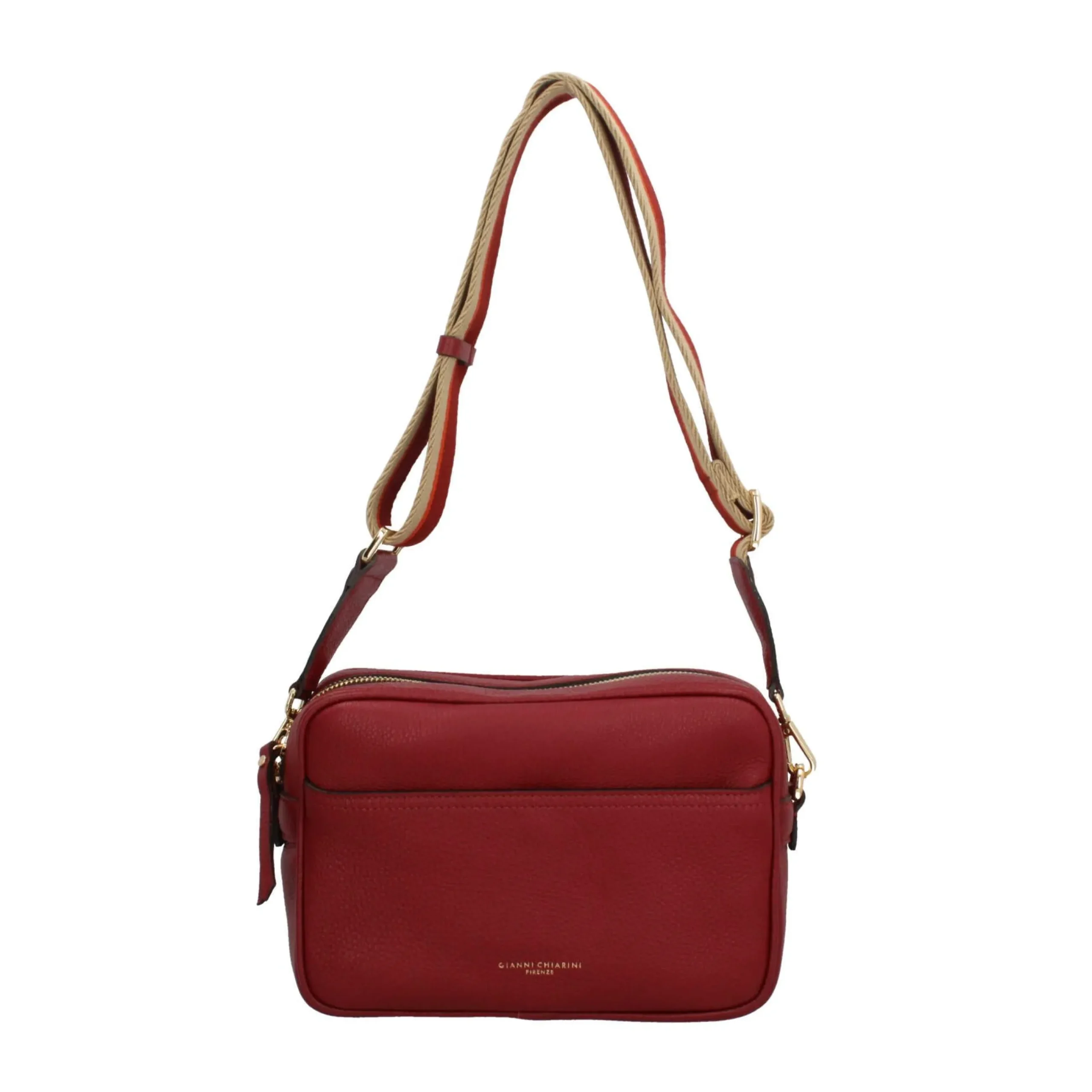 gianni_chiarini_sporty_ch_5.webp Outlet Sporty Chic - Borsa a Tracolla in Pelle Grana con Tracolla a Contrasto Donna Borse A Tracolla