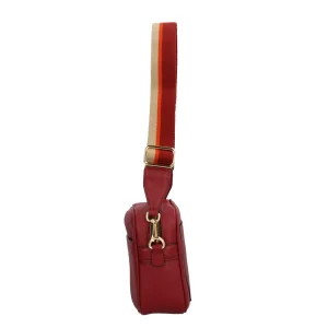 Outlet Sporty Chic - Borsa a Tracolla in Pelle Grana con Tracolla a Contrasto Donna Borse A Tracolla