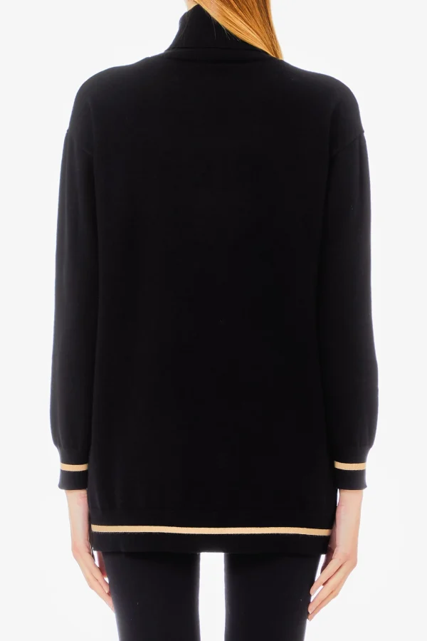 Clearance Maglia a collo alto con logo in strass di Donna Felpe