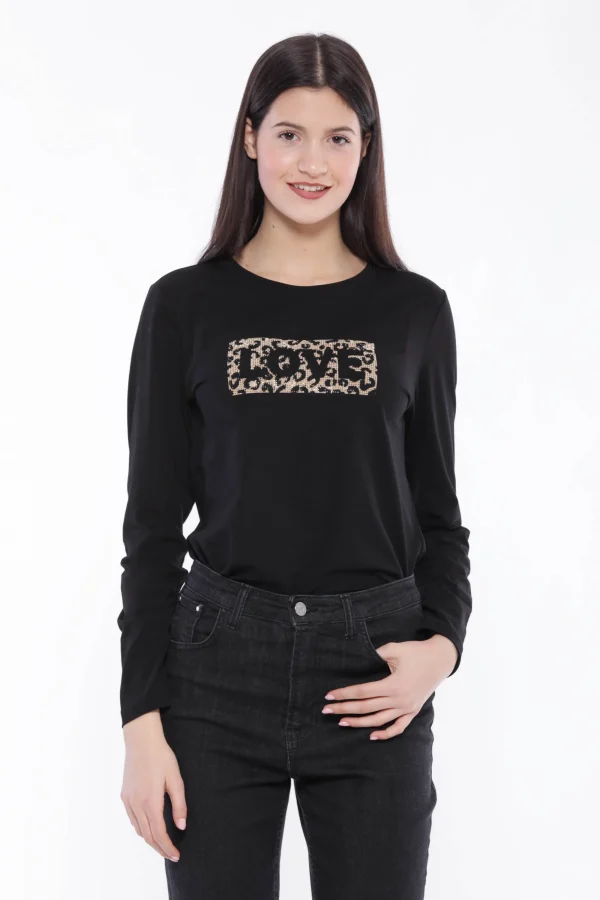 Hot Maglia a maniche lunghe Mimi Mua con stampa 