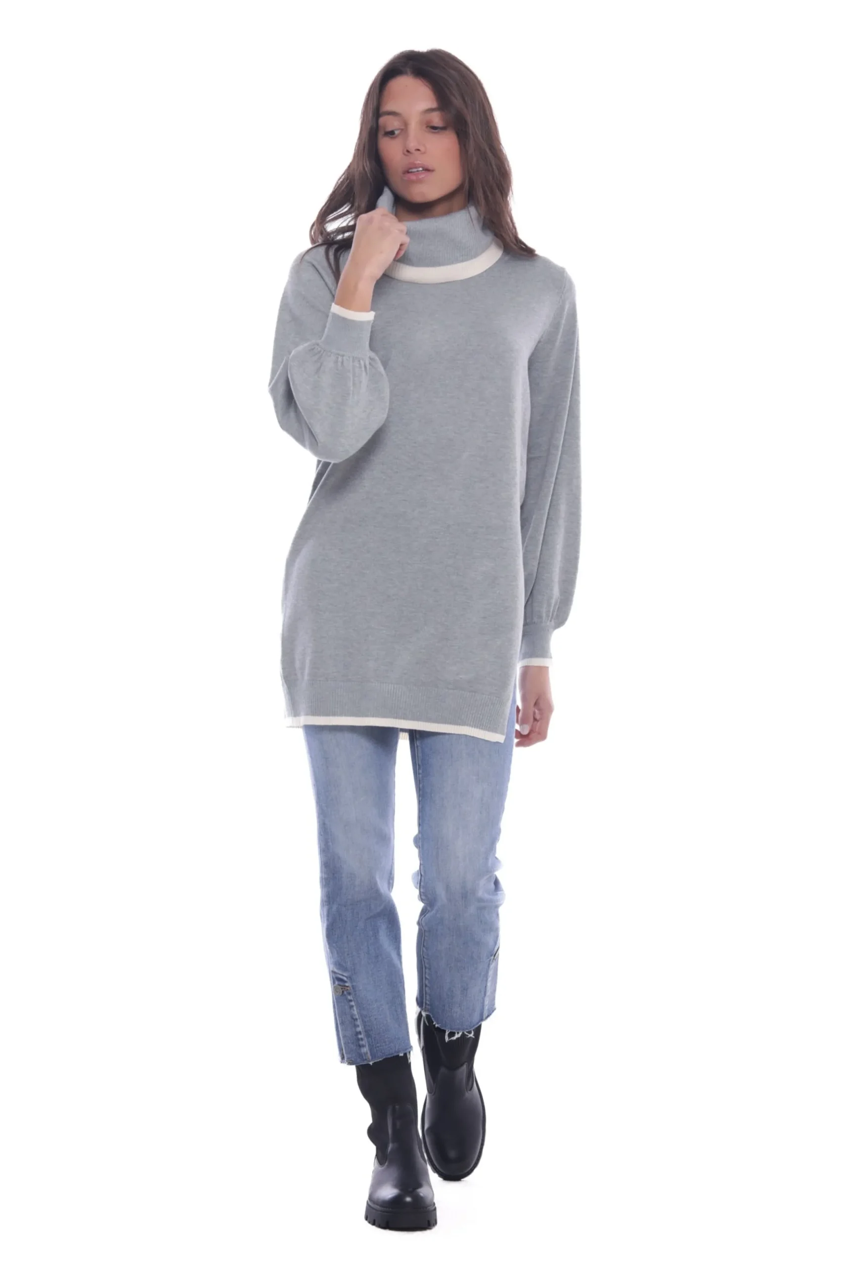 maglia_lunga_mimi_mua_con_3.webp Discount Maglia lunga Mimi Mua con collo alto avvolgente Donna Felpe