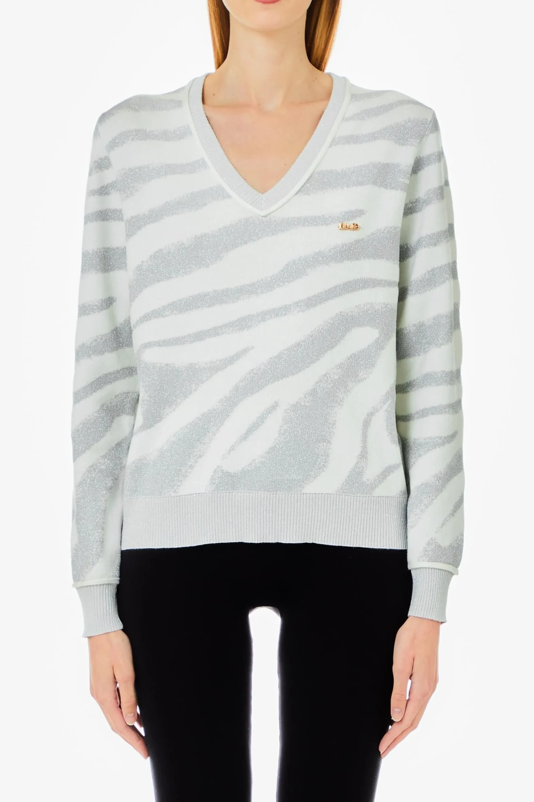 maglione_con_scollo_a_v_e_0.webp Best Maglione con scollo a V e stampa animalier di Donna Felpe