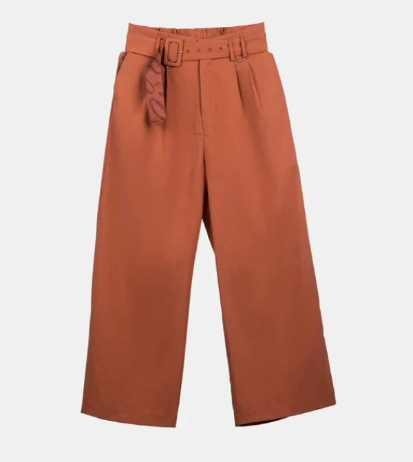 Outlet Pantalone palazzo con taglio ampio e vita alta Donna Pantaloni