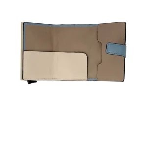 New Porta carte di credito in pelle con chiusura a bottone Uomo Portatessere