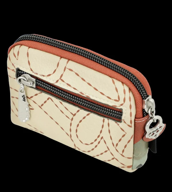 New Portamonete compatto con zip e design artistico Donna Portatessere