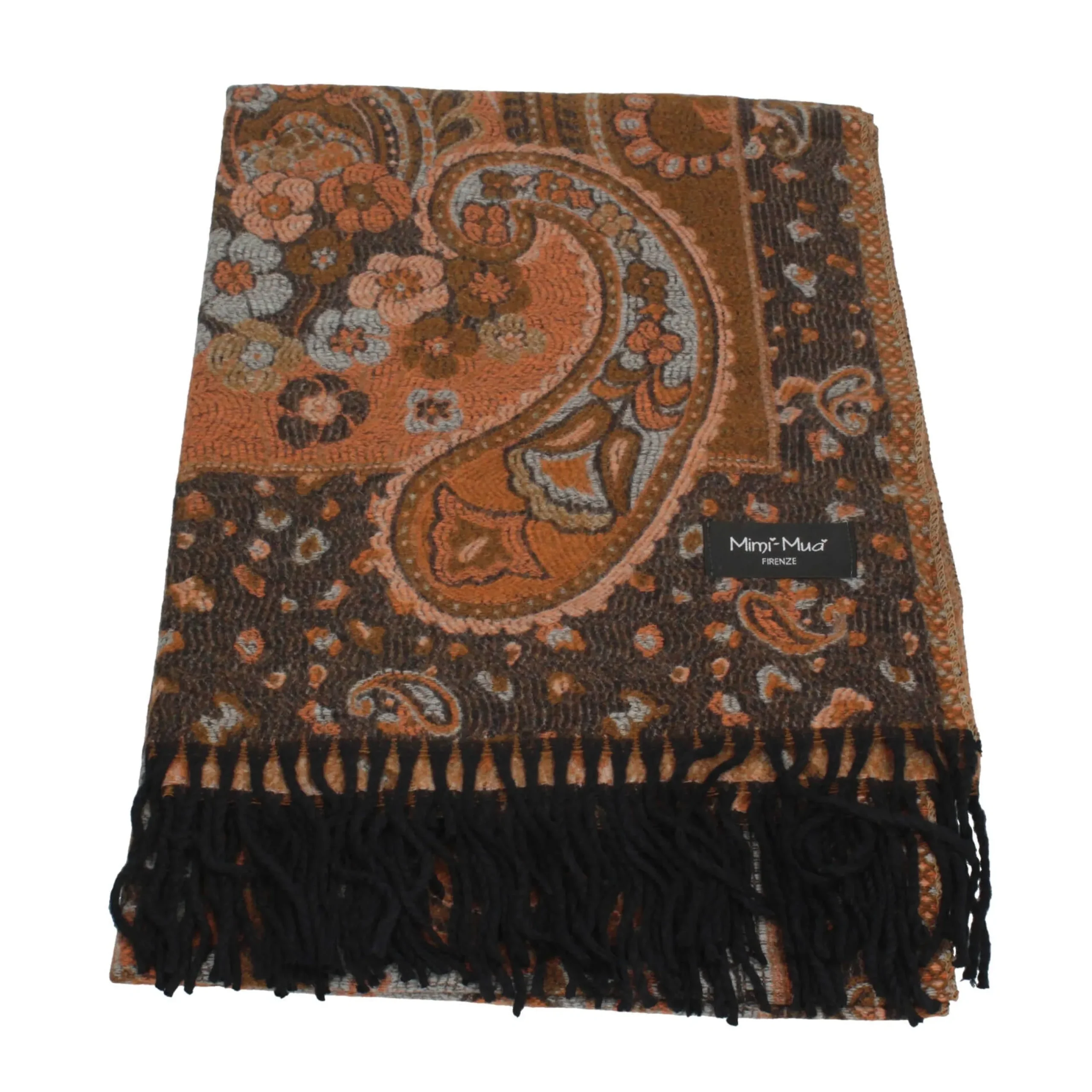 sciarpa_con_motivo_paisle_0.webp Discount Sciarpa con motivo paisley e frange Mimi Mua Donna Foulard E Sciarpe