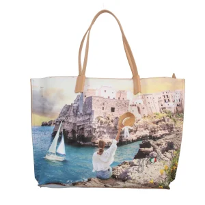 Fashion Shopping bag YNot capiente con stampa artistica e doppio manico Donna Borse Shopping