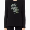 Discount T-shirt a maniche lunghe con logo decorato di Donna Felpe