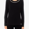 Outlet T-shirt in cotone stretch con logo strass di Donna Maglie