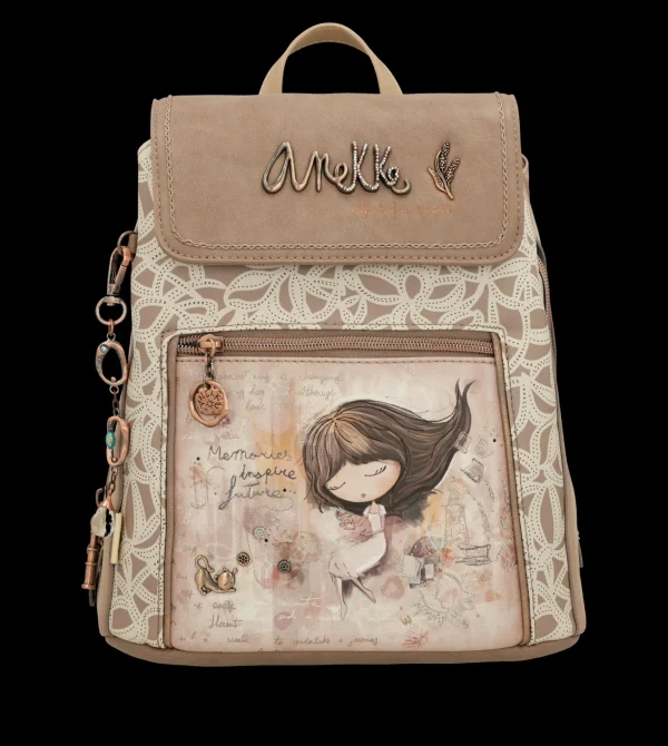 Fashion Zaino con chiusura a patta e dettagli floreali Donna Zaini