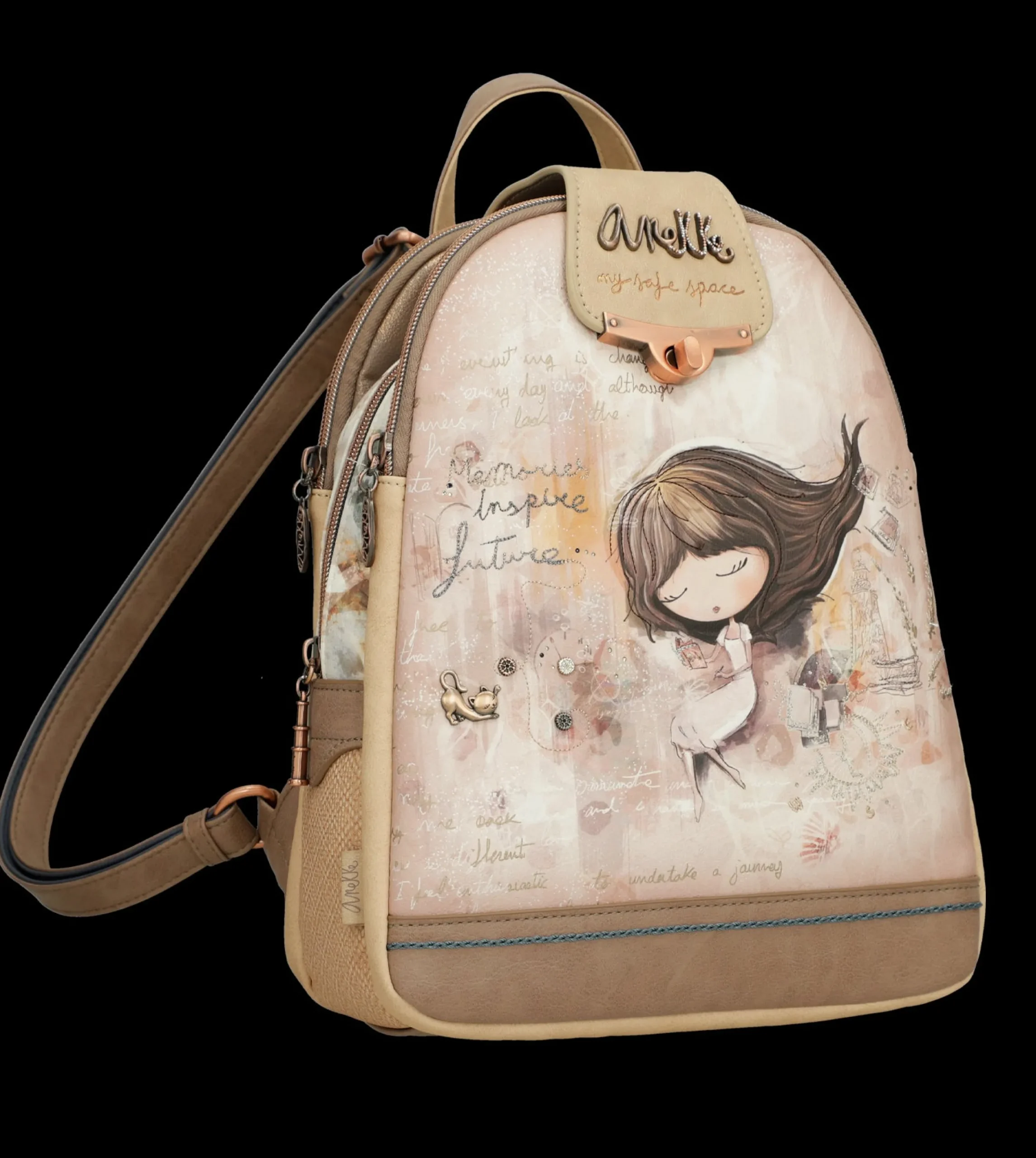 zaino_anekke_con_chiusura_1-1.webp Clearance Zaino con chiusura a patta e dettagli romantici Donna Zaini
